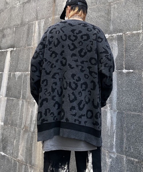 NEW GENTLEMAN（ニュージェントルマン）の「ルーズ レオパード カーディガン（カーディガン/ボレロ・メンズ・グレー/ベージュ・FREE）」の3枚目の写真