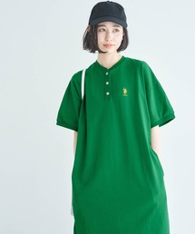 U.S. POLO ASSN. | U.S. POLO ASSN./ユーエスポロアッスン 別注 天竺リンガー半袖ロングワンピース/マルチボーダー/ヘンリーネック(ワンピース)