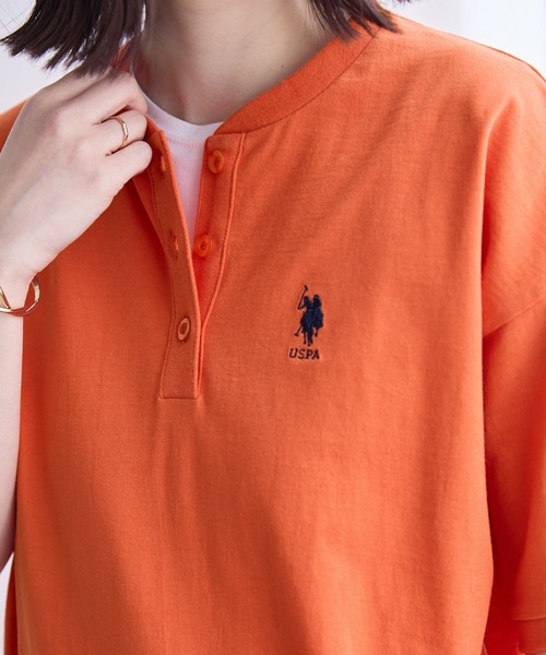 U.S. POLO ASSN.（ユーエスポロアッスン）の「U.S. POLO ASSN./ユーエスポロアッスン 別注 天竺リンガー半袖ロングワンピース（ワンピース・レディース・ブラック/ネイビー/グリーン/オートミール/ブラック系その他/ベージュ系その他/グリーン系その他/ライトイエロー/ブラック系その他2/グリーン系その他2/ブラック系/オレンジ/ブラック系その他3・FREE）」の19枚目の写真