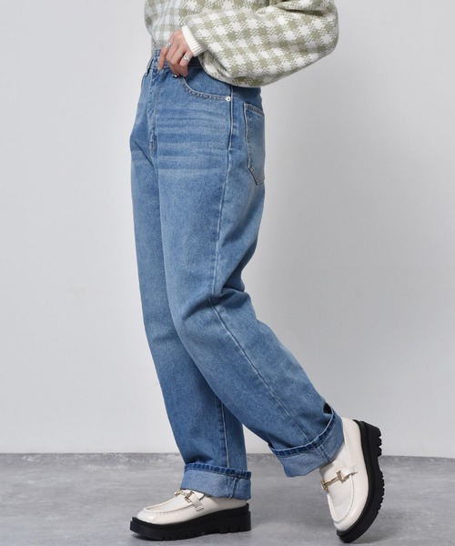 ems excite（エムズエキサイト）の「ストレートデニムパンツ（デニムパンツ・レディース・インディゴブルー/ブルー/ブラック/アイボリー・M/L）」の13枚目の写真