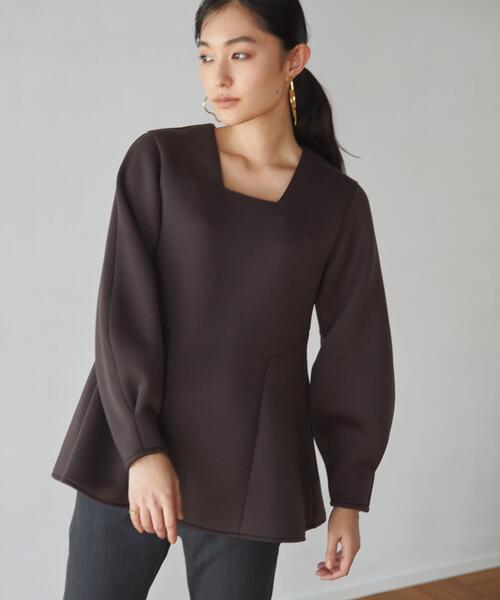 green label relaxing(グリーンレーベルリラクシング)の「<EMMEL REFINES(エメル リファインズ)>EM ブラウスライク スウェット(Tシャツ/カットソー・レディース・ダークグレー/ナチュラル・FREE)」の1枚目の写真