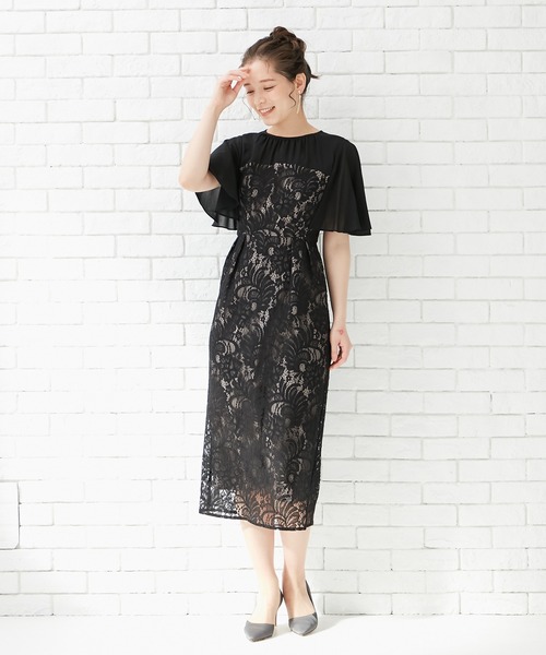 AIMER（エメ）の「【WEB限定】ケープ風スリーブレースタイトパーティードレス（ドレス・レディース・ブラック/ピンク/グレイッシュブルー・SMALL/MEDIUM/LARGE）」の20枚目の写真