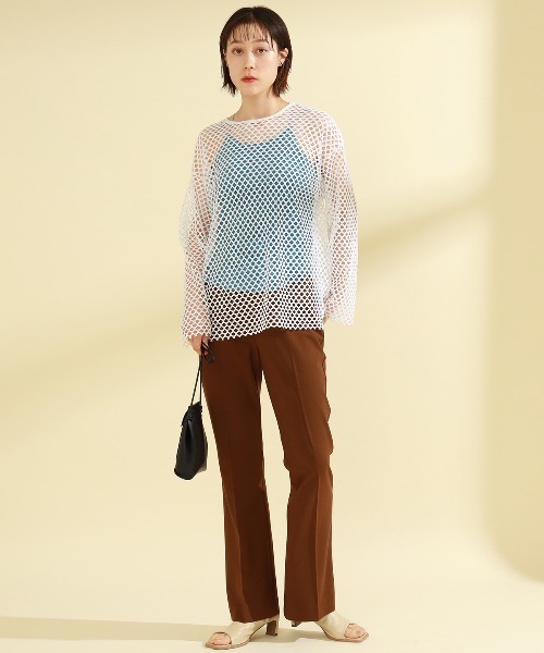 Ray BEAMS(レイビームス)の「Ray BEAMS / メッシュ ロングスリーブ Tシャツ(Tシャツ/カットソー・レディース・ホワイト/ブラック/オレンジ・ONE SIZE)」の9枚目の写真