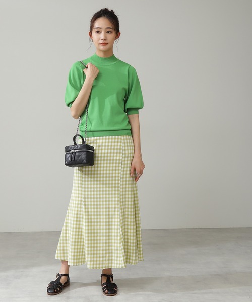 N.（N. Natural Beauty Basic）（エヌエヌナチュラルビューティーベーシック）の「【S Size Line】◆ギンガムチェックマーメイドスカート（スカート・レディース・ブラック系その他/グリーン系その他・SMALL/MEDIUM）」の3枚目の写真