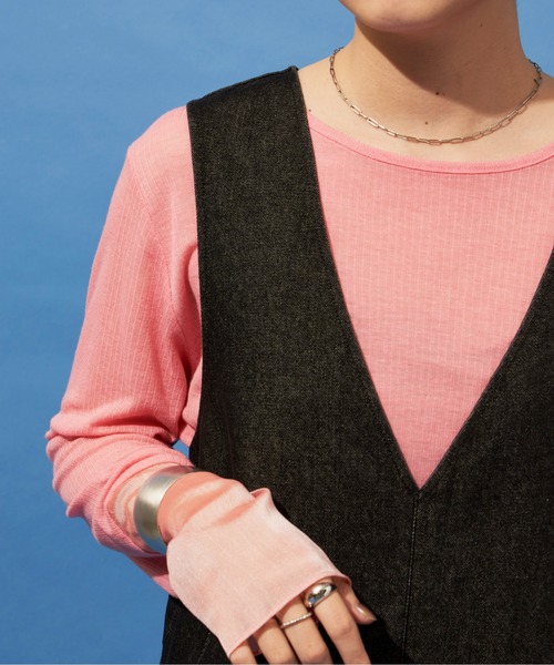 Aunt Marie's(アントマリーズ)の「Vネックデニムジャンスカ(ジャンパースカート・レディース・ネイビー/アイボリー/ブラック・FREE)」の11枚目の写真