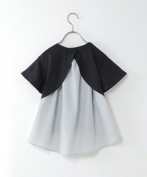 ikka(イッカ)の「【キッズ】異素材バックシャンTシャツ(100~160cm)(Tシャツ/カットソー・キッズ・ライトグレー/ブラック・100/110/120/130/140/150/160)」の2枚目の写真