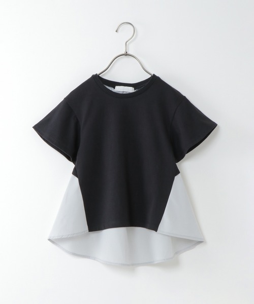 ikka(イッカ)の「【キッズ】異素材バックシャンTシャツ(100~160cm)(Tシャツ/カットソー・キッズ・ライトグレー/ブラック・100/110/120/130/140/150/160)」の3枚目の写真