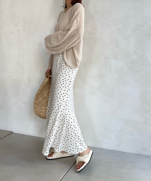 DouDou(ドゥドゥ)の「ドットカットマーメイドスカート(スカート・レディース・チャコールグレー/オフホワイト・FREE)」の14枚目の写真