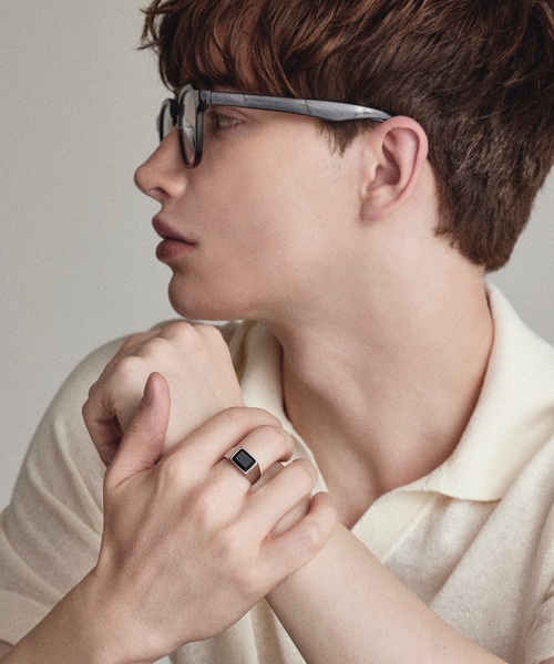 HYPE（ハイプ）の「【HYPE】ハイプ/ ストーンスクエアリング（リング・メンズ・ゴールド/シルバー・#16/#18/#20）」の2枚目の写真