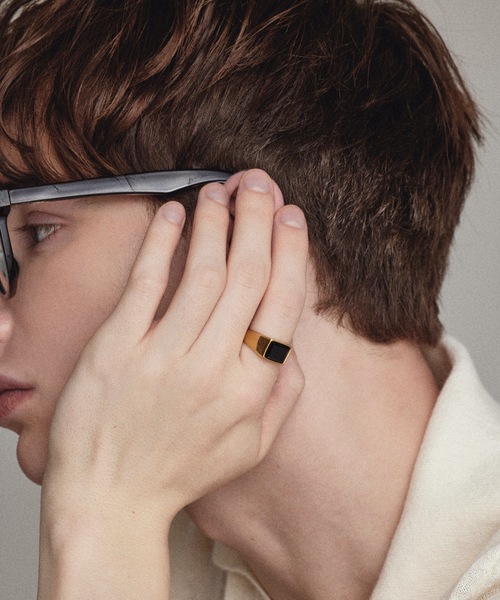 HYPE（ハイプ）の「【HYPE】ハイプ/ ストーンスクエアリング（リング・メンズ・ゴールド/シルバー・#16/#18/#20）」の4枚目の写真