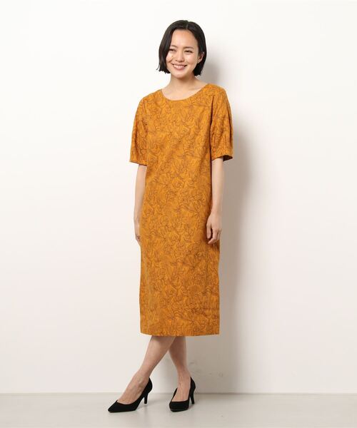 koe（コエ）の「レーヨン麻ボタニカルプリントワンピース（ワンピース・レディース・アイボリー/オレンジ/ネイビー・M）」の7枚目の写真
