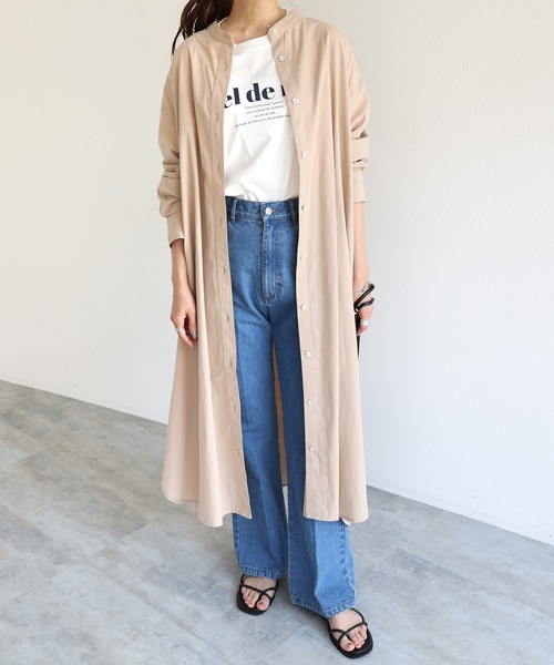 andme（アンドミー）の「ワッシャーコットンバンドカラーシャツワンピース（ワンピース・レディース・ベージュ/キナリ/ネイビー/イエロー/オレンジ・M）」の17枚目の写真