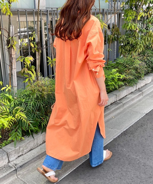 andme（アンドミー）の「ワッシャーコットンバンドカラーシャツワンピース（ワンピース・レディース・ベージュ/キナリ/ネイビー/イエロー/オレンジ・M）」の21枚目の写真