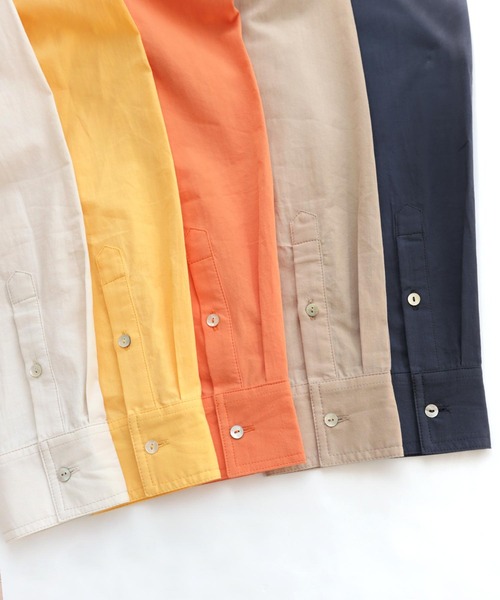 andme（アンドミー）の「ワッシャーコットンバンドカラーシャツワンピース（ワンピース・レディース・ベージュ/キナリ/ネイビー/イエロー/オレンジ・M）」の7枚目の写真