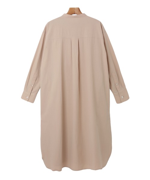 andme（アンドミー）の「ワッシャーコットンバンドカラーシャツワンピース（ワンピース・レディース・ベージュ/キナリ/ネイビー/イエロー/オレンジ・M）」の6枚目の写真