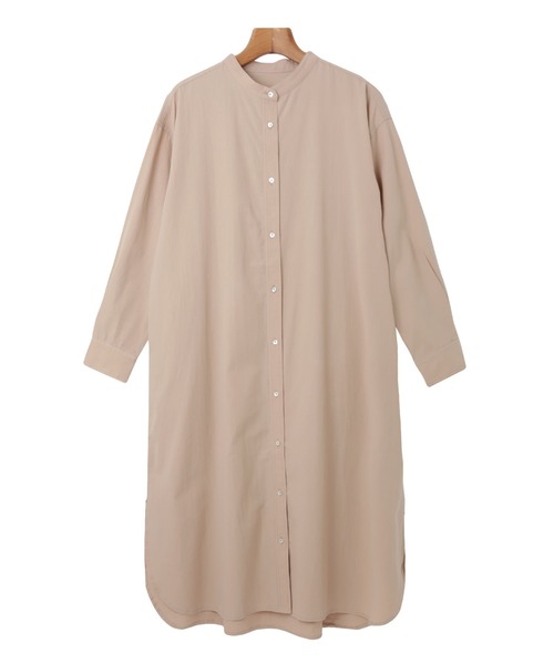 andme（アンドミー）の「ワッシャーコットンバンドカラーシャツワンピース（ワンピース・レディース・ベージュ/キナリ/ネイビー/イエロー/オレンジ・M）」の8枚目の写真