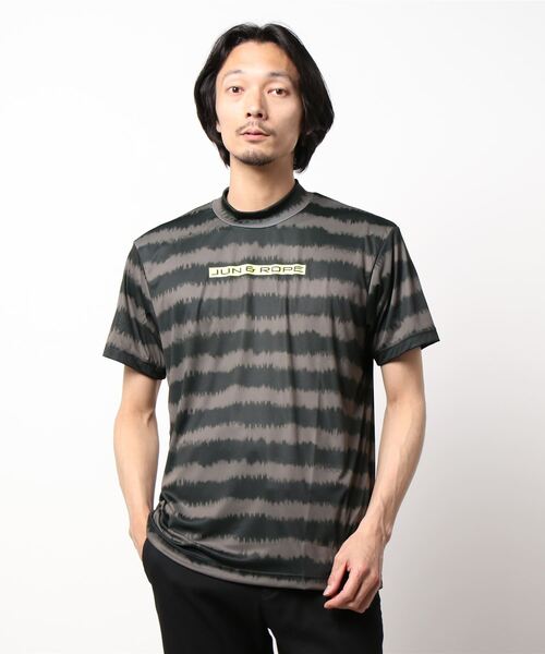 JUN&ROPE'(ジュンアンドロペ)の「【撥水】【吸水速乾】タイダイボーダー半袖モックネックプルオーバー(Tシャツ/カットソー・メンズ・ブラック/ネイビー/オレンジ・S/M/XL)」の14枚目の写真