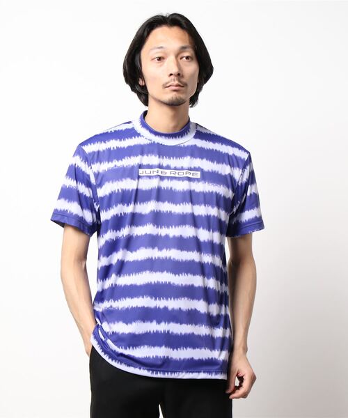 JUN&ROPE'(ジュンアンドロペ)の「【撥水】【吸水速乾】タイダイボーダー半袖モックネックプルオーバー(Tシャツ/カットソー・メンズ・ブラック/ネイビー/オレンジ・S/M/XL)」の6枚目の写真