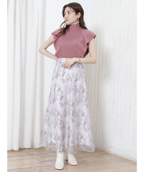 MERCURYDUO（マーキュリーデュオ）の「ラッフルコンパクトモックネックニット（ニット/セーター・レディース・オフホワイト/ブラック/ピンク/ベージュ・FREE）」の9枚目の写真