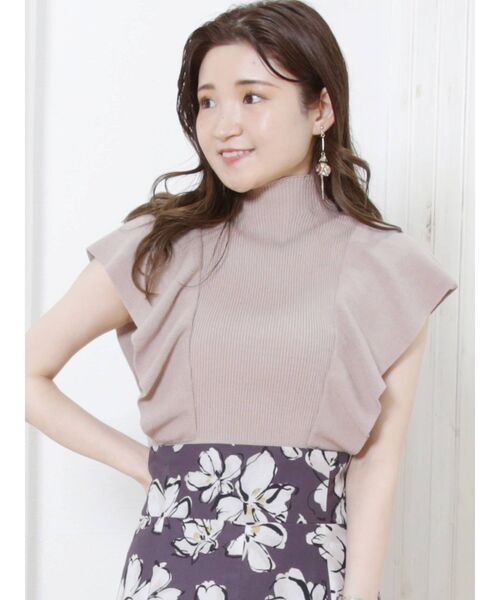 MERCURYDUO（マーキュリーデュオ）の「ラッフルコンパクトモックネックニット（ニット/セーター・レディース・オフホワイト/ブラック/ピンク/ベージュ・FREE）」の20枚目の写真