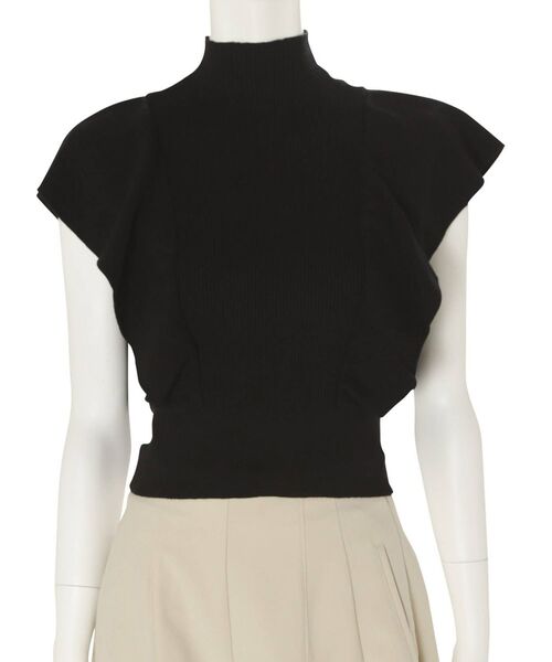 MERCURYDUO（マーキュリーデュオ）の「ラッフルコンパクトモックネックニット（ニット/セーター・レディース・オフホワイト/ブラック/ピンク/ベージュ・FREE）」の10枚目の写真