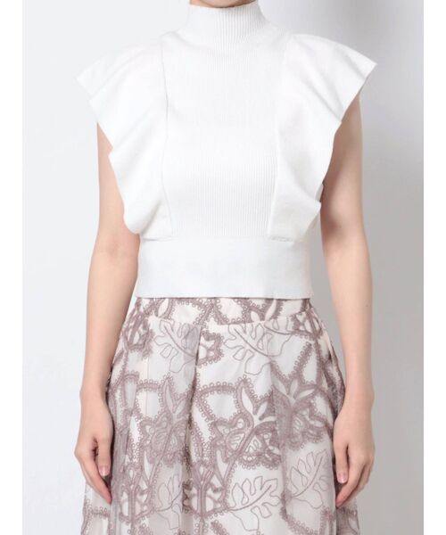 MERCURYDUO（マーキュリーデュオ）の「ラッフルコンパクトモックネックニット（ニット/セーター・レディース・オフホワイト/ブラック/ピンク/ベージュ・FREE）」の21枚目の写真