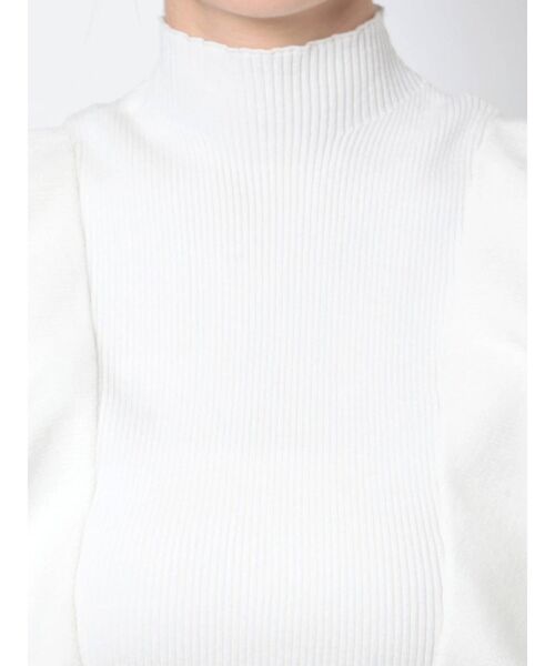 MERCURYDUO（マーキュリーデュオ）の「ラッフルコンパクトモックネックニット（ニット/セーター・レディース・オフホワイト/ブラック/ピンク/ベージュ・FREE）」の14枚目の写真