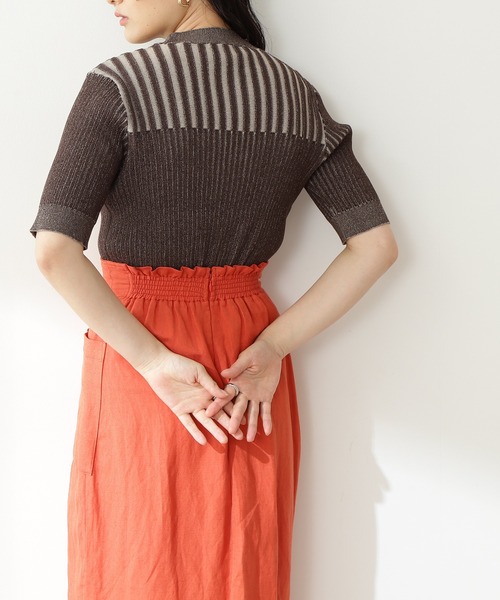 N.(N. Natural Beauty Basic)(エヌエヌナチュラルビューティーベーシック)の「◆配色コンパクトリブニット(ニット/セーター・レディース・パープル/ブラウン/グリーン・MEDIUM)」の11枚目の写真