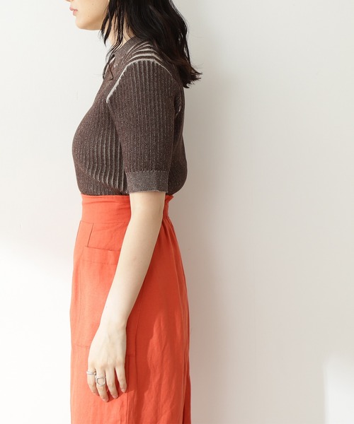 N.(N. Natural Beauty Basic)(エヌエヌナチュラルビューティーベーシック)の「◆配色コンパクトリブニット(ニット/セーター・レディース・パープル/ブラウン/グリーン・MEDIUM)」の10枚目の写真