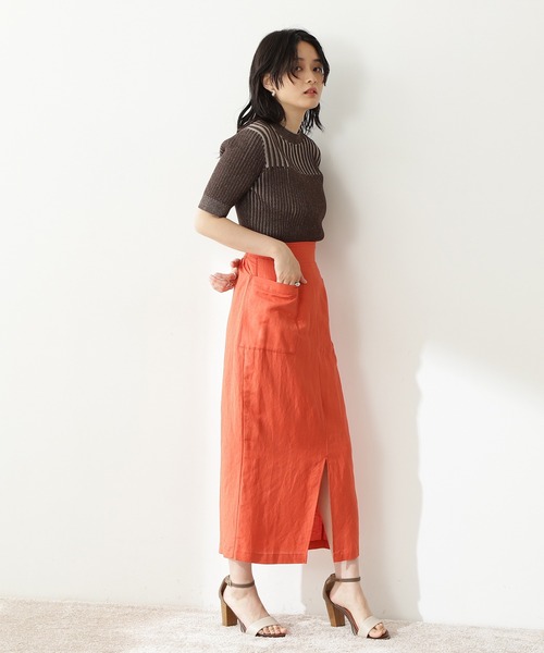 N.(N. Natural Beauty Basic)(エヌエヌナチュラルビューティーベーシック)の「◆配色コンパクトリブニット(ニット/セーター・レディース・パープル/ブラウン/グリーン・MEDIUM)」の4枚目の写真