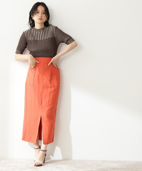 N.(N. Natural Beauty Basic)(エヌエヌナチュラルビューティーベーシック)の「◆配色コンパクトリブニット(ニット/セーター・レディース・パープル/ブラウン/グリーン・MEDIUM)」の5枚目の写真