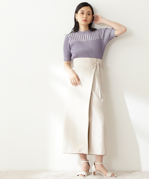 N.(N. Natural Beauty Basic)(エヌエヌナチュラルビューティーベーシック)の「◆配色コンパクトリブニット(ニット/セーター・レディース・パープル/ブラウン/グリーン・MEDIUM)」の8枚目の写真