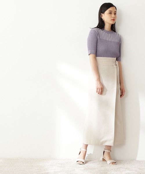 N.(N. Natural Beauty Basic)(エヌエヌナチュラルビューティーベーシック)の「◆配色コンパクトリブニット(ニット/セーター・レディース・パープル/ブラウン/グリーン・MEDIUM)」の9枚目の写真