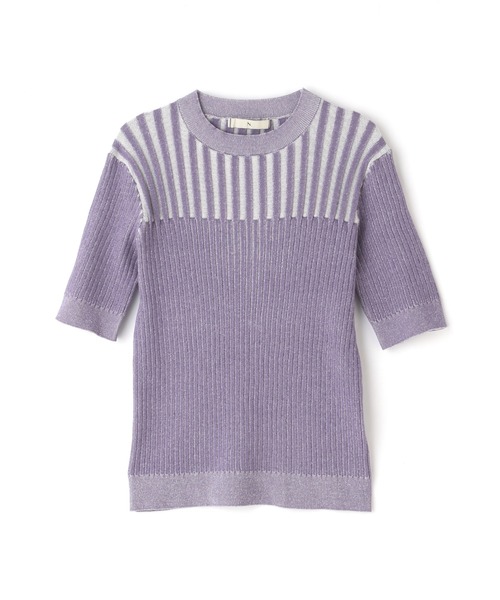 N.(N. Natural Beauty Basic)(エヌエヌナチュラルビューティーベーシック)の「◆配色コンパクトリブニット(ニット/セーター・レディース・パープル/ブラウン/グリーン・MEDIUM)」の14枚目の写真