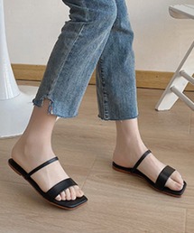 シンプルダブルストラップフラットサンダル