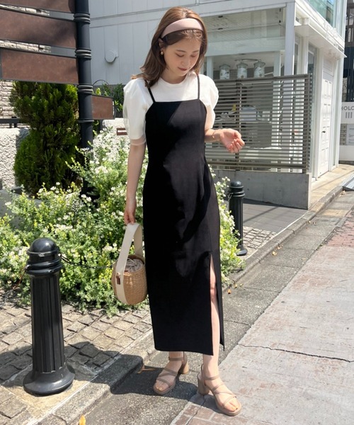 one after another NICE CLAUP(ワンアフターアナザーナイスクラップ)の「チュールがけBackリボンテレコ(Tシャツ/カットソー・レディース・ホワイト/チャコールグレー/ベージュ・FREE)」の6枚目の写真