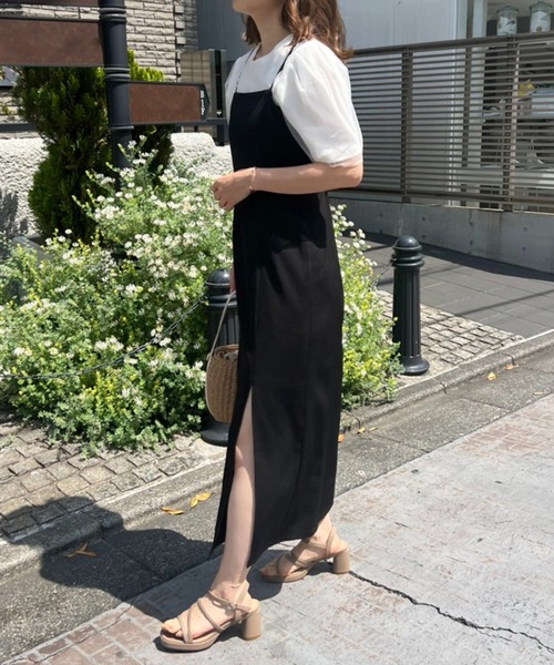 one after another NICE CLAUP(ワンアフターアナザーナイスクラップ)の「チュールがけBackリボンテレコ(Tシャツ/カットソー・レディース・ホワイト/チャコールグレー/ベージュ・FREE)」の9枚目の写真