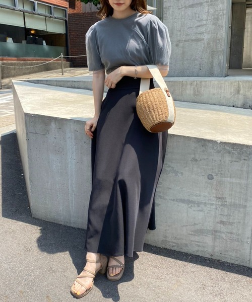 one after another NICE CLAUP(ワンアフターアナザーナイスクラップ)の「チュールがけBackリボンテレコ(Tシャツ/カットソー・レディース・ホワイト/チャコールグレー/ベージュ・FREE)」の13枚目の写真