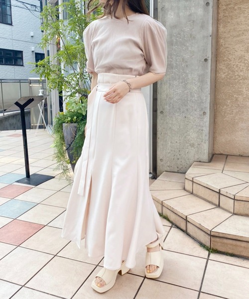 one after another NICE CLAUP(ワンアフターアナザーナイスクラップ)の「チュールがけBackリボンテレコ(Tシャツ/カットソー・レディース・ホワイト/チャコールグレー/ベージュ・FREE)」の17枚目の写真