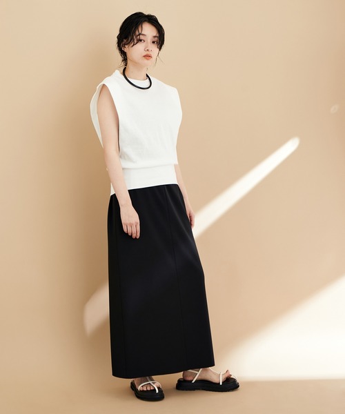 ADAM ET ROPE'（アダムエロペ）の「【サステナブル】ショルダーパッドTシャツ（Tシャツ/カットソー・レディース・ホワイト/ラベンダー/ブラック・FREE）」の8枚目の写真