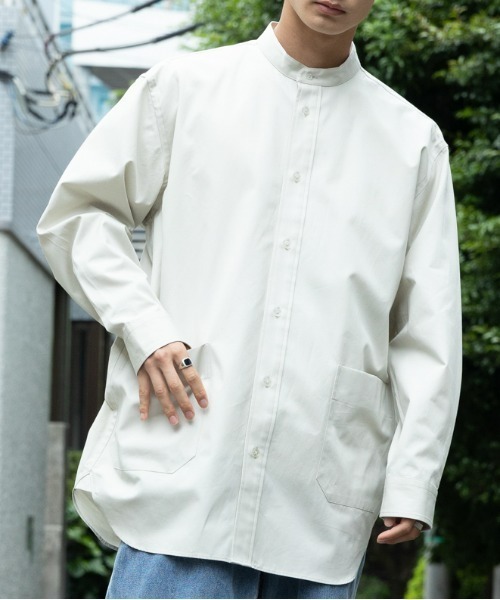 BRICK & SONS（ブリックアンドサンズ）の「VENTILE リラックス バンドカラーシャツ＜スモーキーホワイト＞（シャツ/ブラウス・メンズ・アイボリー・LL/S/M/L）」の15枚目の写真