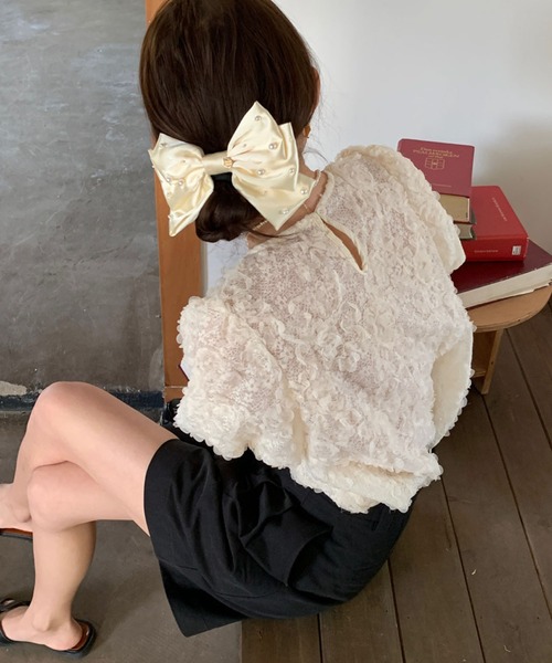 meJane(ミージェーン)の「フラワー刺繍レースボリュームスリーブブラウス(シャツ/ブラウス・レディース・ホワイト/ブラック・FREE)」の15枚目の写真