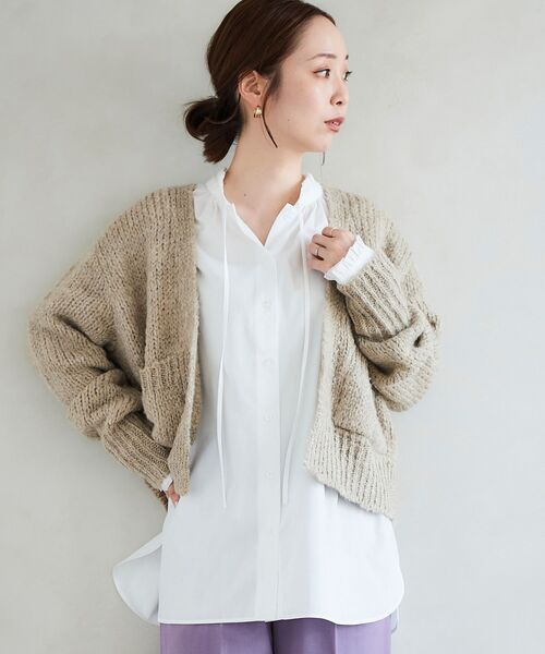 le.coeur blanc(ルクールブラン)の「TRICOTS JEAN MARC カーディガン(カーディガン/ボレロ・レディース・ダークグレー/ベージュ・38)」の4枚目の写真