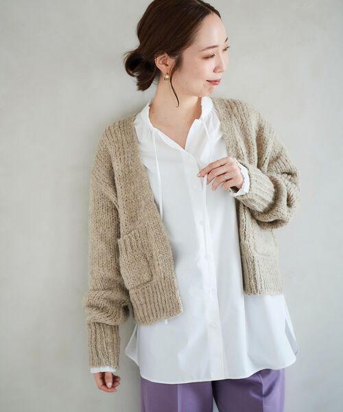 le.coeur blanc(ルクールブラン)の「TRICOTS JEAN MARC カーディガン(カーディガン/ボレロ・レディース・ダークグレー/ベージュ・38)」の6枚目の写真