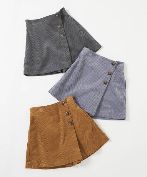 devirock（デビロック）の「ラップスカート風 コーデュロイパンツ（スカート・キッズ・ライトブラウン/バイオレット/チャコール・110cm/100cm/120cm/130cm/140cm/150cm/160cm）」の9枚目の写真