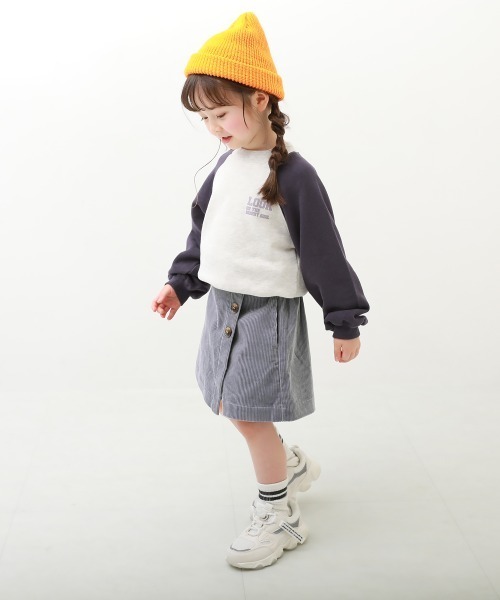 devirock（デビロック）の「ラップスカート風 コーデュロイパンツ（スカート・キッズ・ライトブラウン/バイオレット/チャコール・110cm/100cm/120cm/130cm/140cm/150cm/160cm）」の7枚目の写真