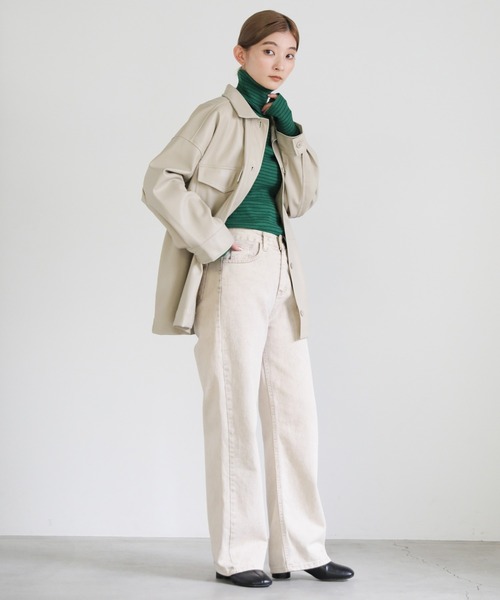 select MOCA（セレクトモカ）の「タートルネックボーダーリブニット（ニット/セーター・レディース・オフホワイト/オレンジ/グリーン・FREE）」の21枚目の写真