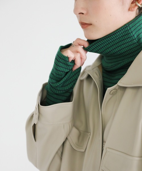 select MOCA（セレクトモカ）の「タートルネックボーダーリブニット（ニット/セーター・レディース・オフホワイト/オレンジ/グリーン・FREE）」の20枚目の写真