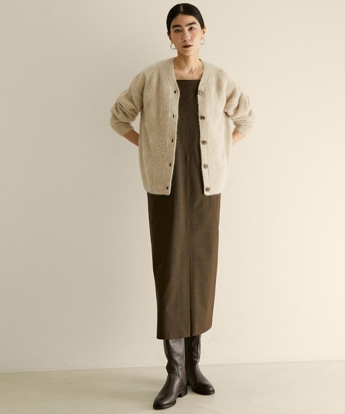 SALON adam et rope'（サロン アダム エ ロペ）の「【サステナブル】【セットアップ対応】GREEN WOOL キャミソールワンピース（ワンピース・レディース・ブラック/ライトグレー/ブラウン・FREE）」の3枚目の写真