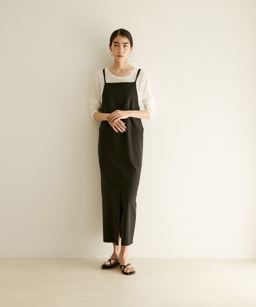 SALON adam et rope'（サロン アダム エ ロペ）の「【サステナブル】【セットアップ対応】GREEN WOOL キャミソールワンピース（ワンピース・レディース・ブラック/ライトグレー/ブラウン・FREE）」の14枚目の写真